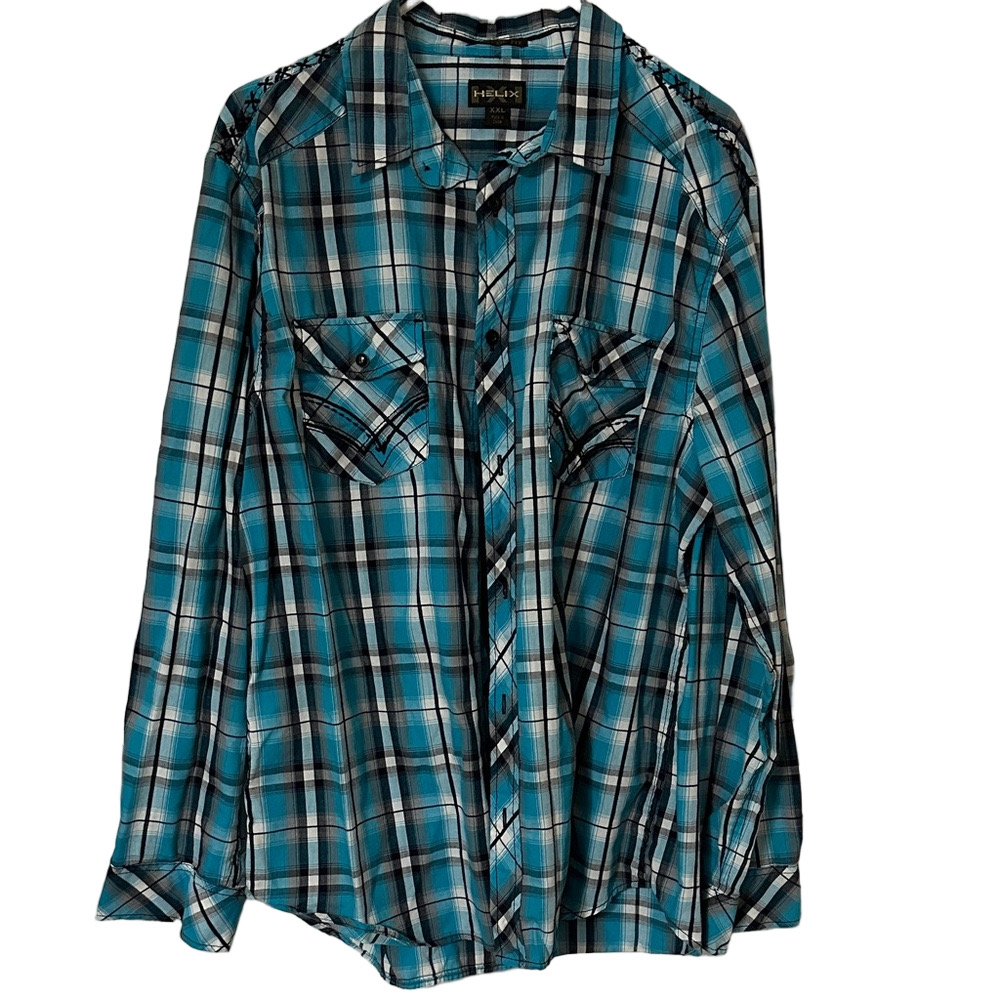 Helix Blue and Black Plaid Dress Shirt